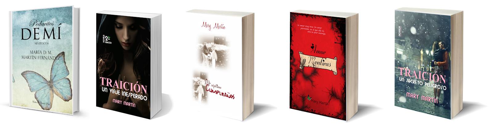 portadas de varios Libros de Mary Martín escritora de novela romántica